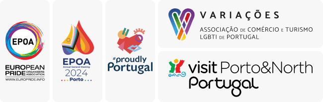 5 logótipos: EPOA, EPOA 2024 Porto, Proudly Portugal, Variações e Visit Portugal